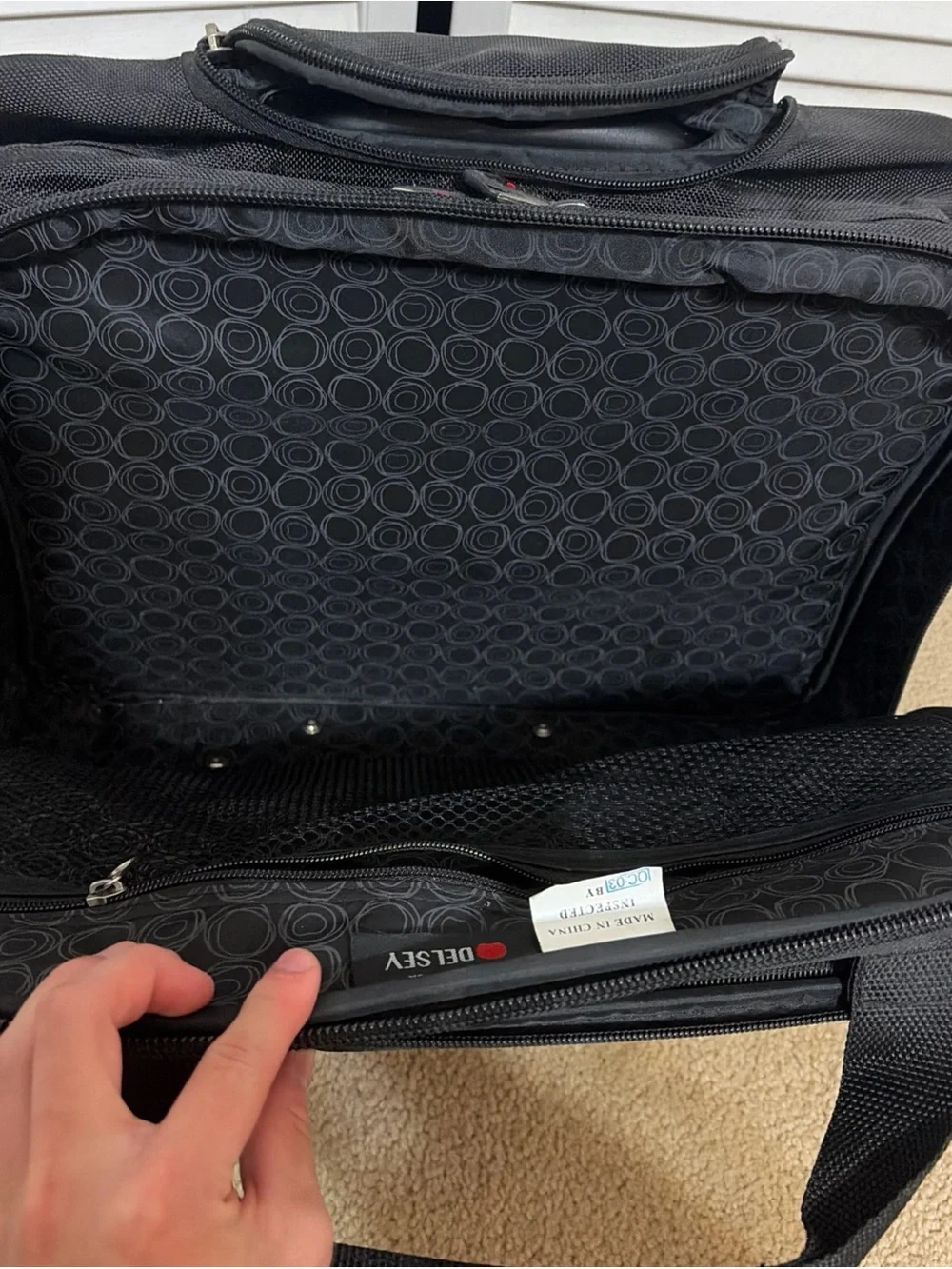 Professional Black Rolling Laptop Briefcase with Telescoping Handle